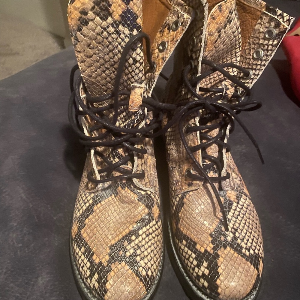 Frye Snakeskin combat boots